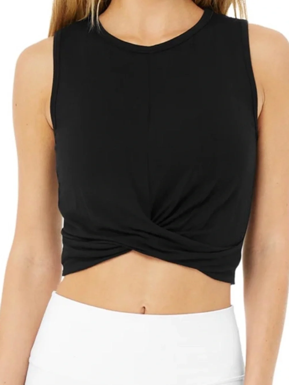 ALO Yoga Black Twist Front Tank